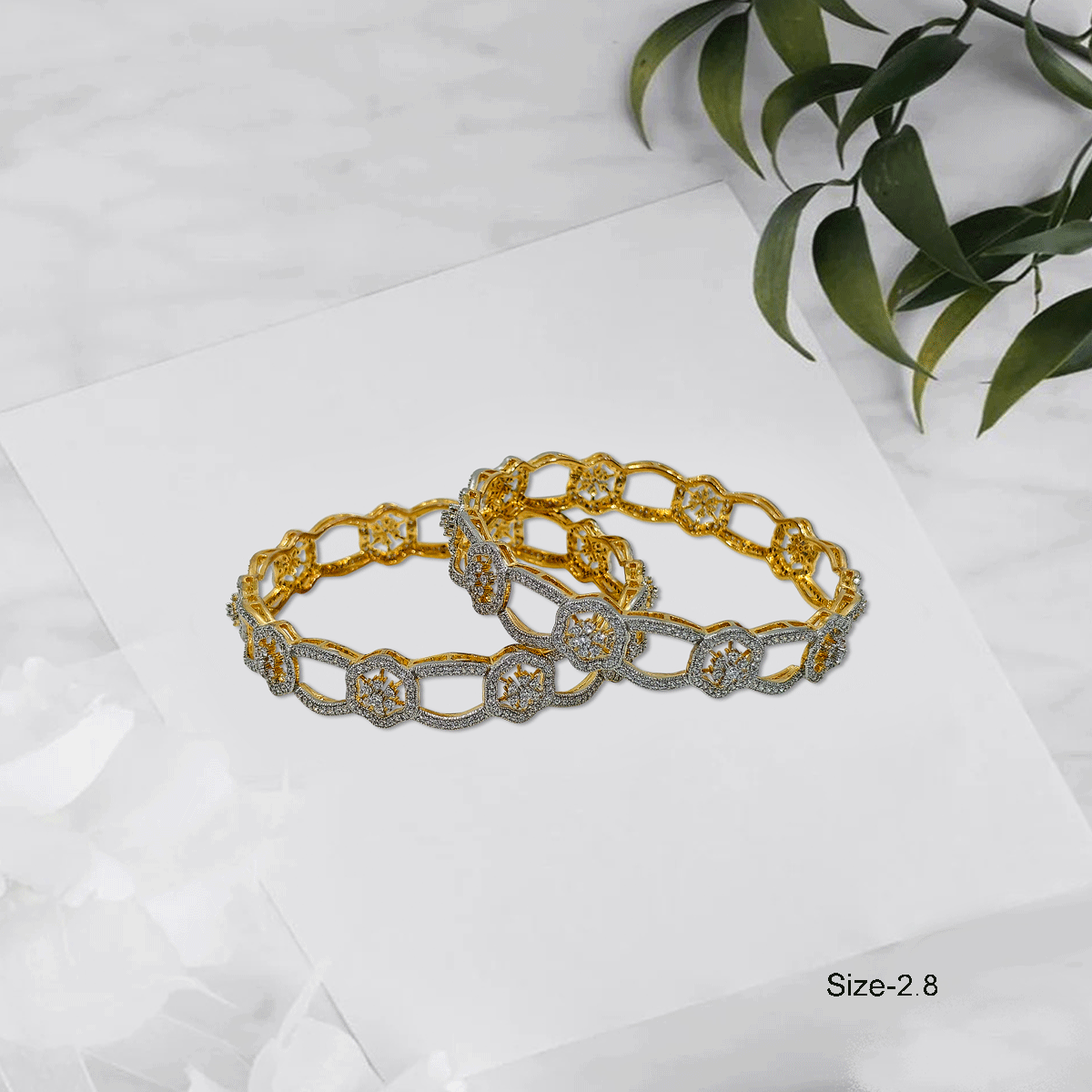 Radiant Royale White Stone Bangles