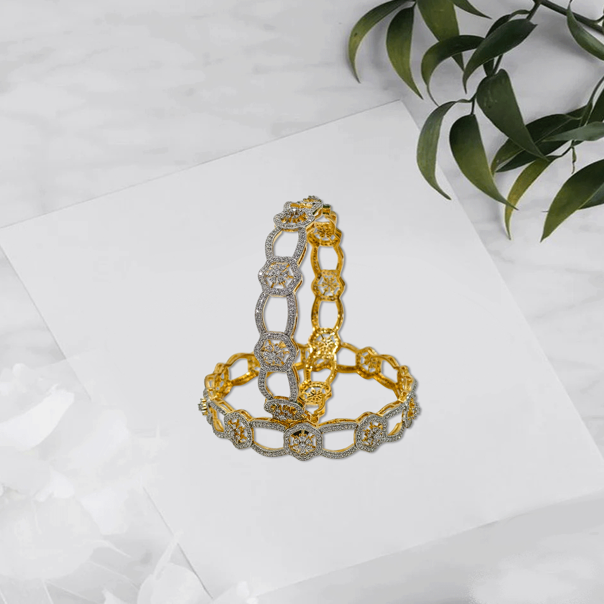 Radiant Royale White Stone Bangles