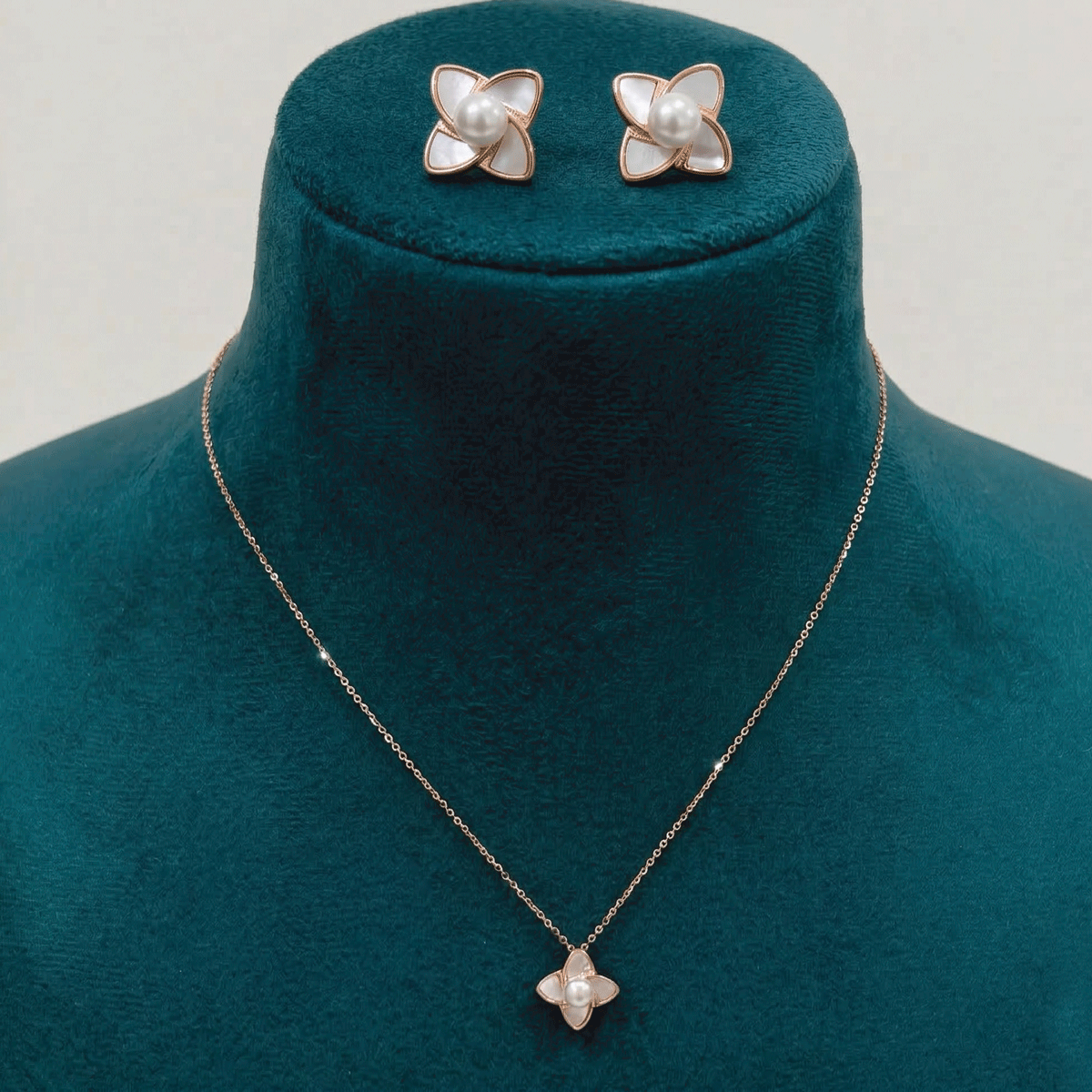 Style Pair Chain & Stud Set – Rose Gold Finish