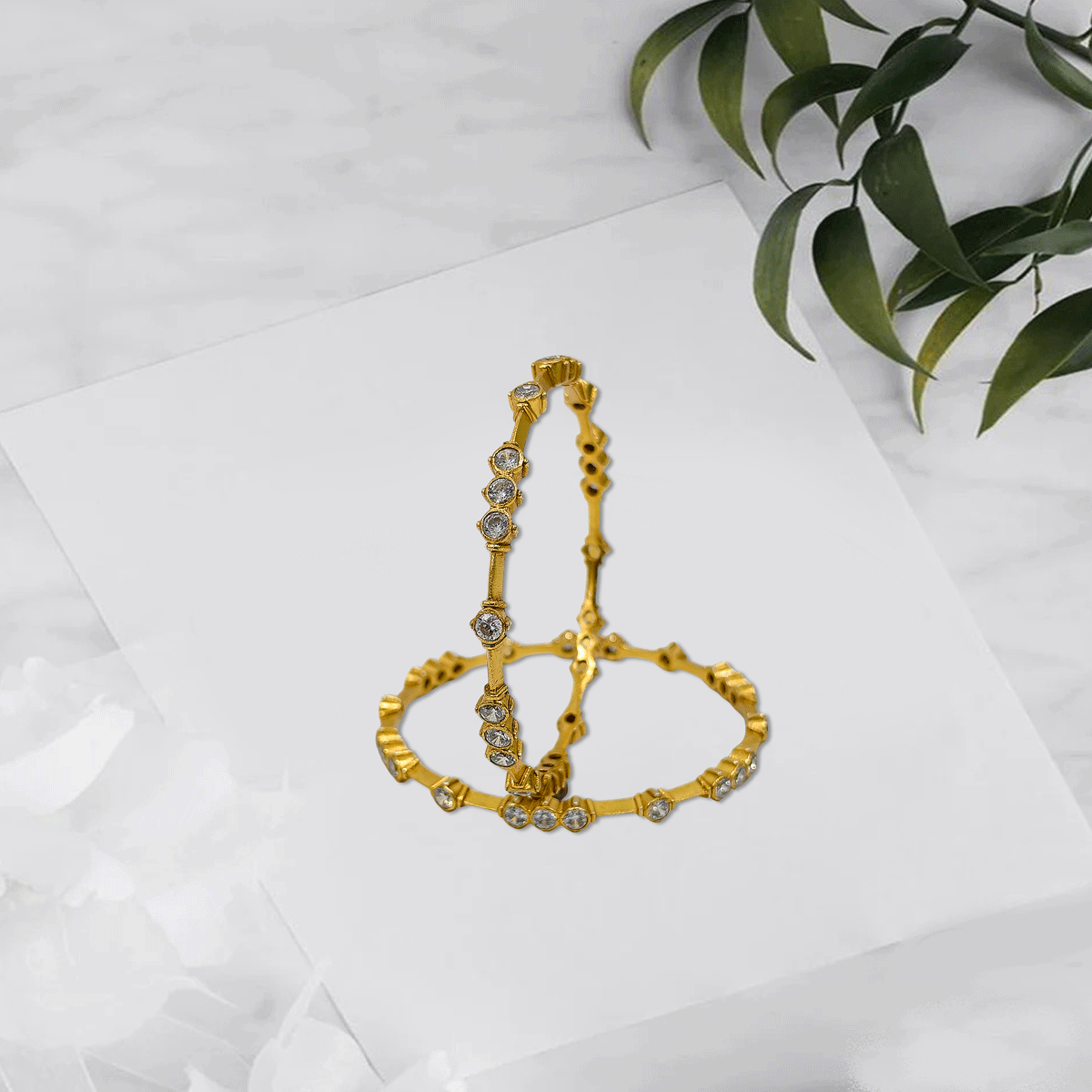 Radiant Royale White Stone Bangles