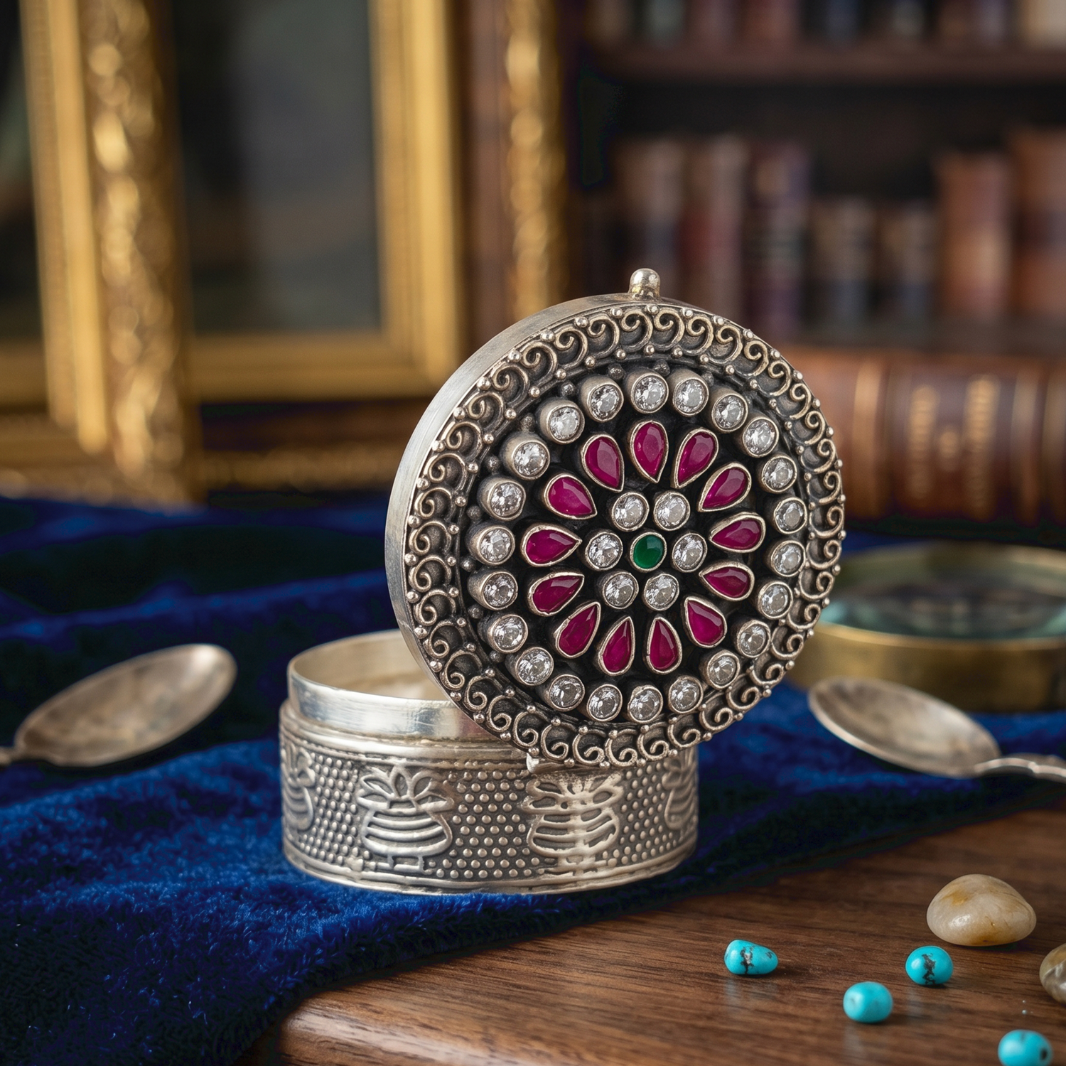 92.5 Silver Designer Kumkum Box