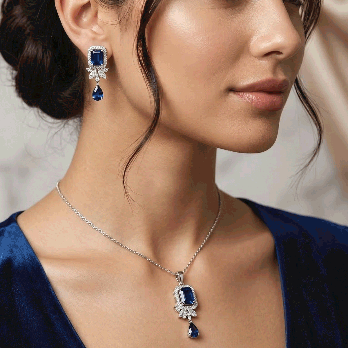 Style Pair Chain & Stud Set – Silver Finish