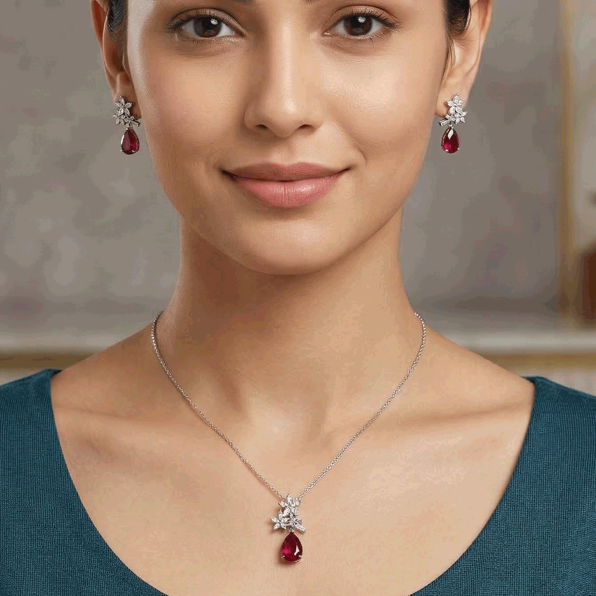 Style Pair Chain & Stud Set – Silver Finish