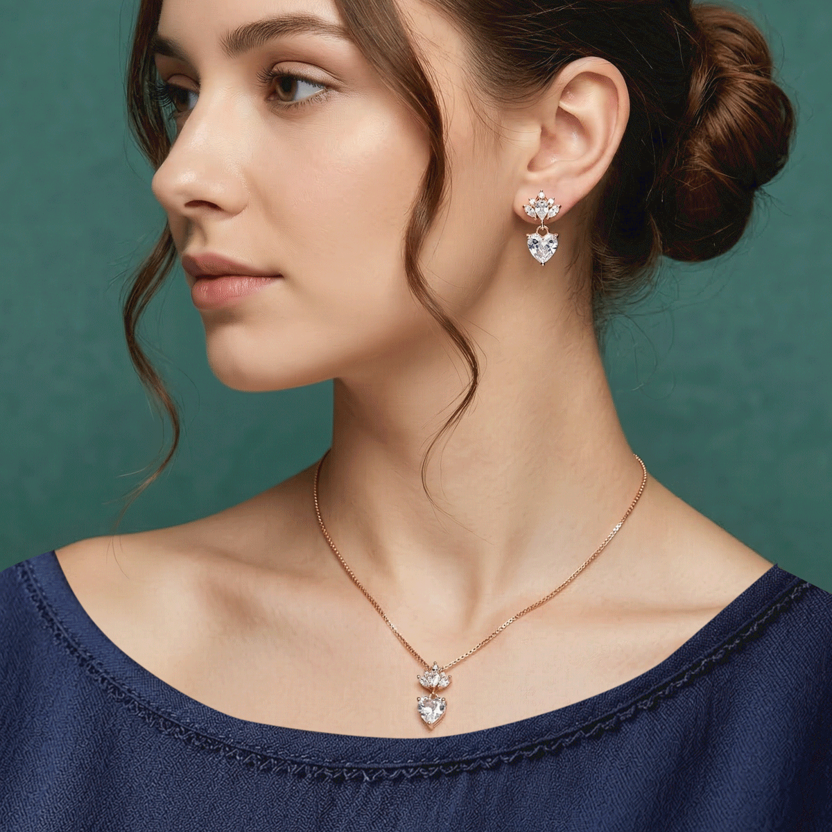 Style Pair Chain & Stud Set – Rose Gold Finish