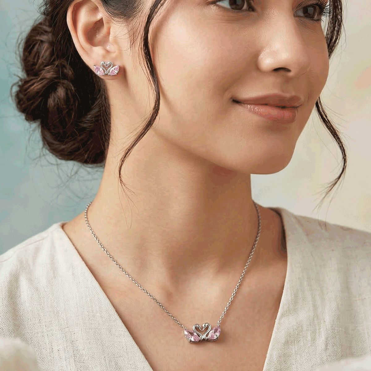 Style Pair Chain & Stud Set – Silver Finish