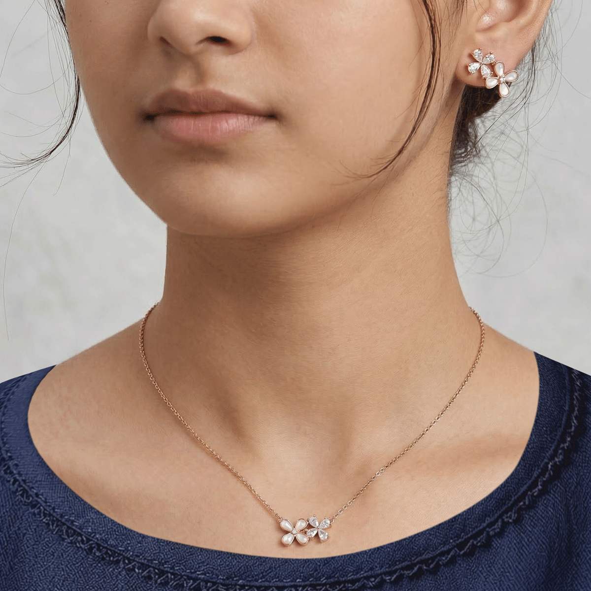 Style Pair Chain & Stud Set – Rose Gold Finish