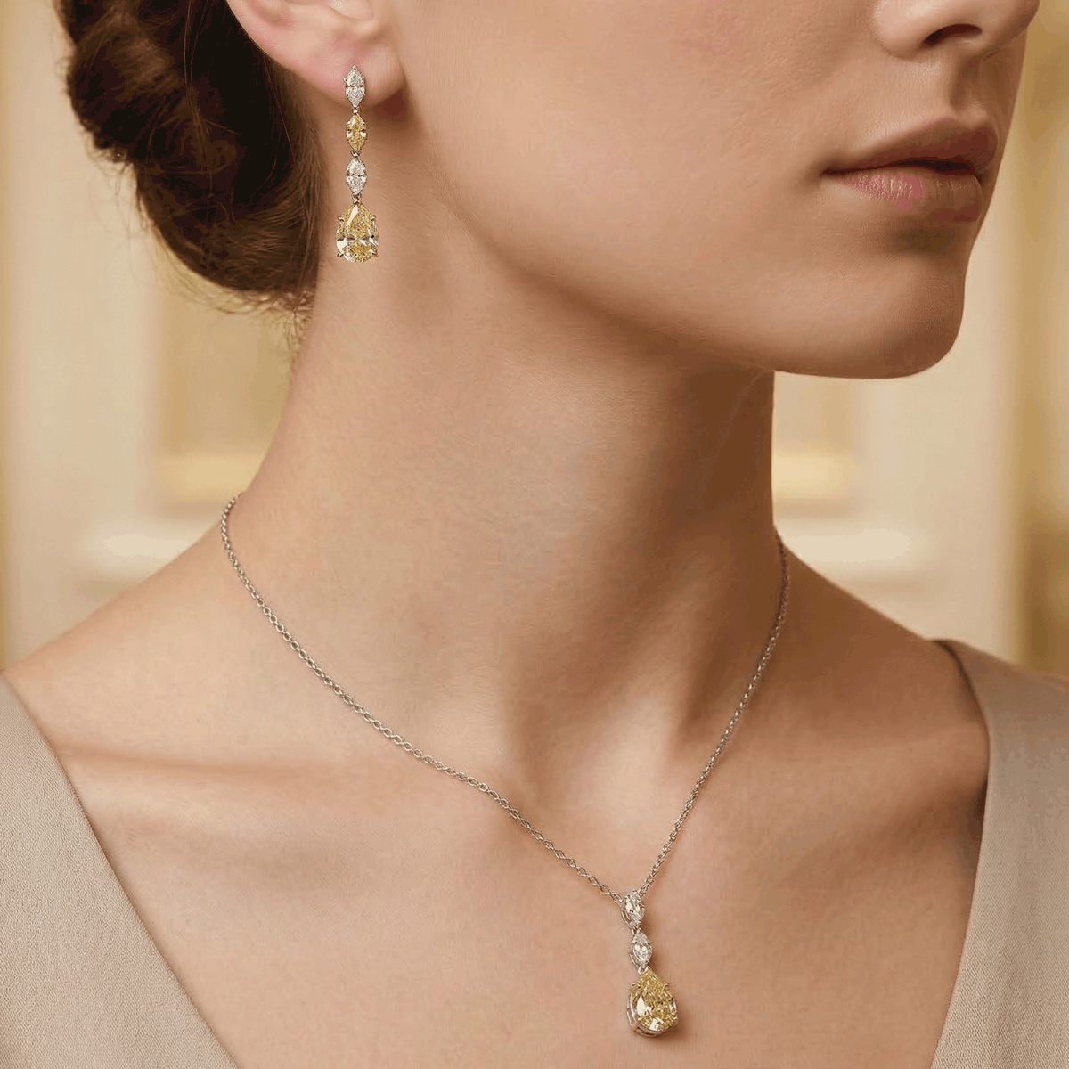 Style Pair Chain & Stud Set – Silver Finish