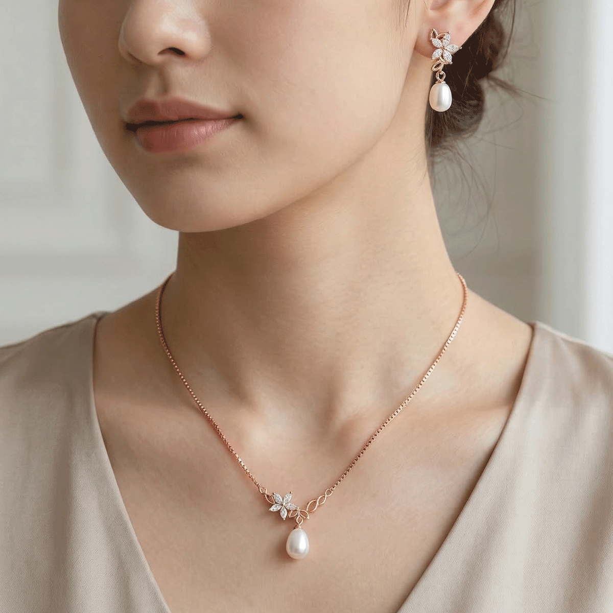 Style Pair Chain & Stud Set – Rose Gold Finish