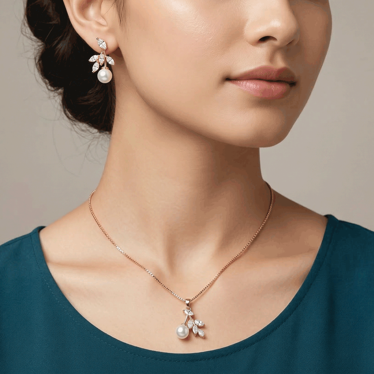 Style Pair Chain & Stud Set – Rose Gold Finish
