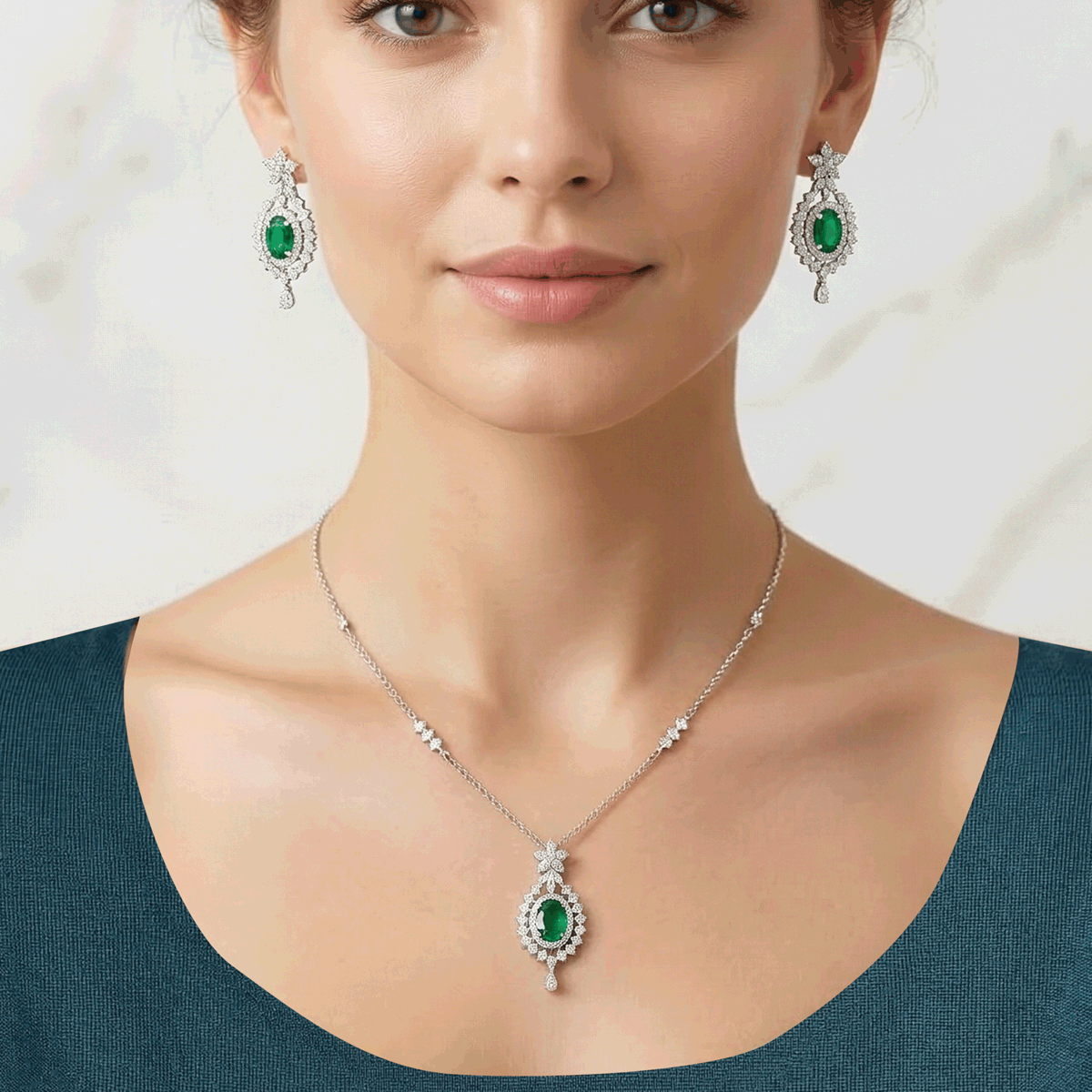 Style Pair Chain & Stud Set – Silver Finish