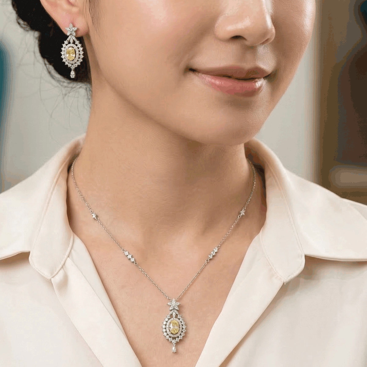 Style Pair Chain & Stud Set – Silver Finish