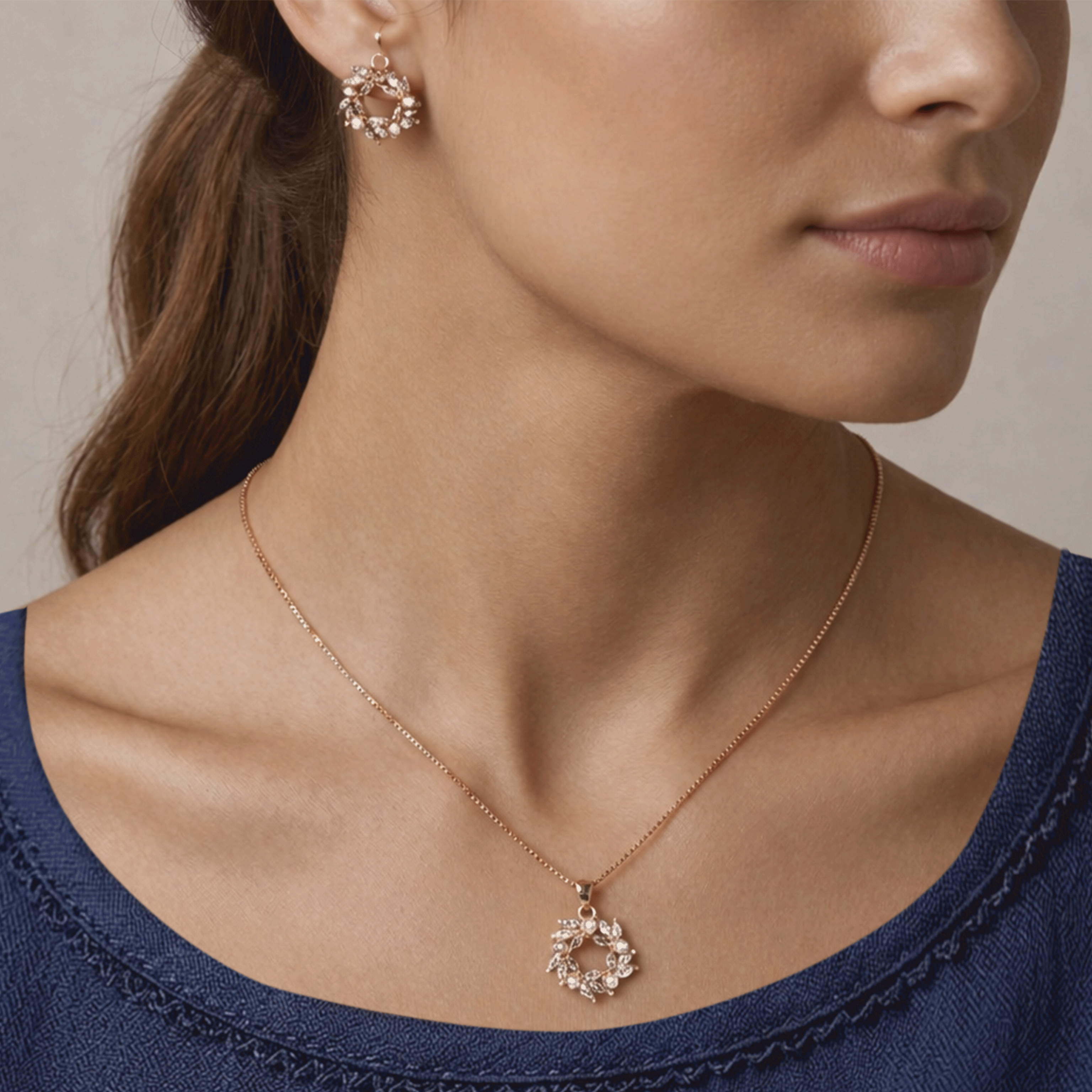 Style Pair Chain & Stud Set – Rose Gold Finish