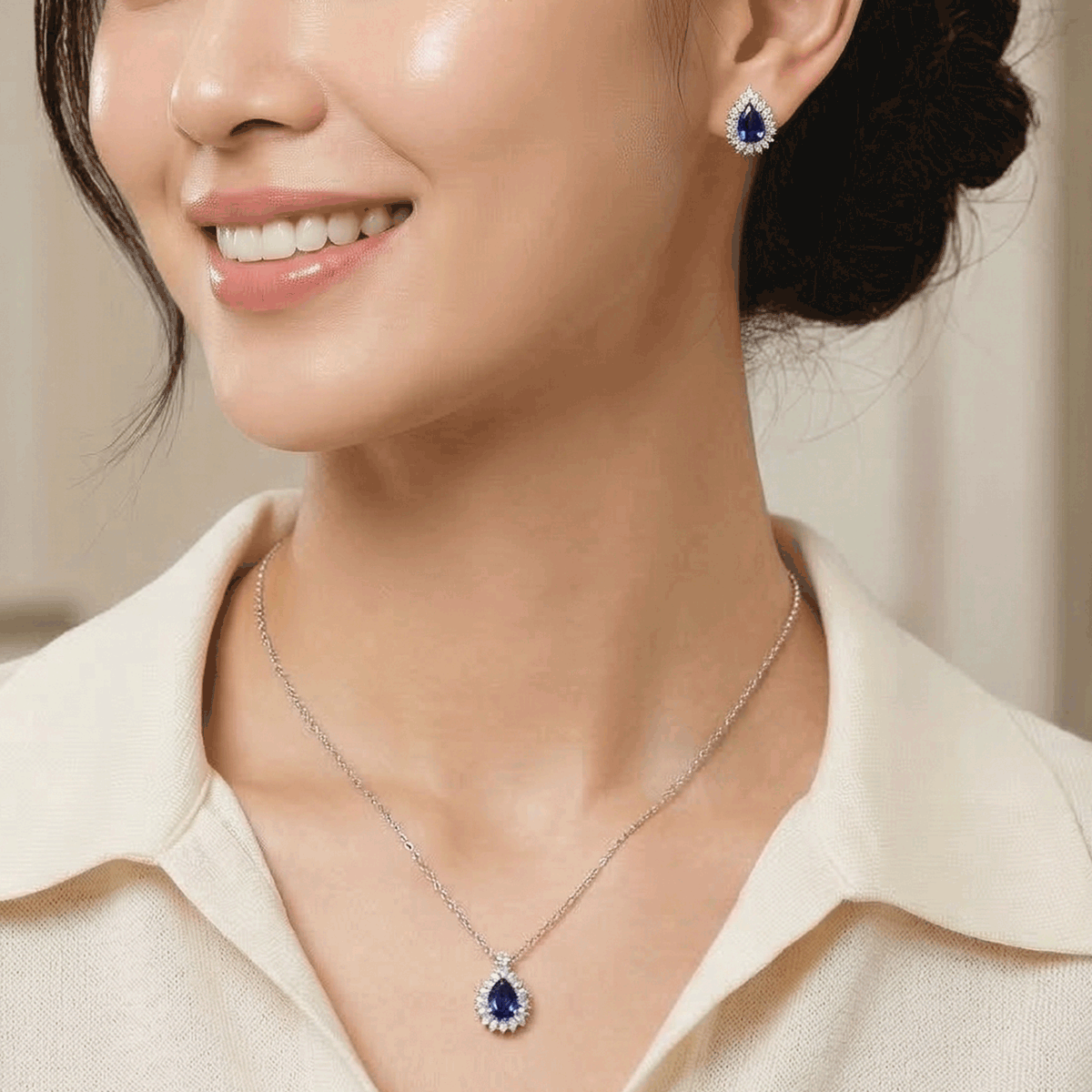Style Pair Chain & Stud Set – Silver Finish