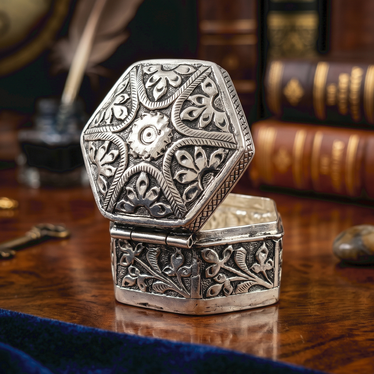 92.5 Silver Designer Kumkum Box