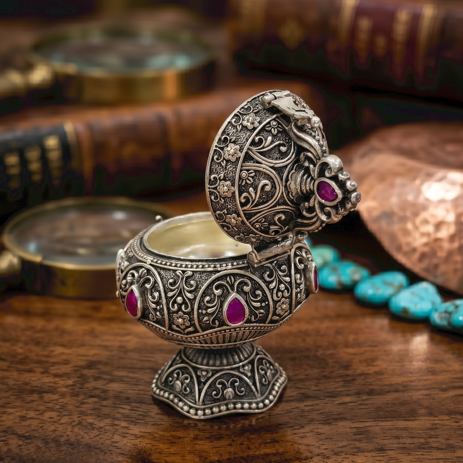 92.5 Silver Designer Kumkum Box