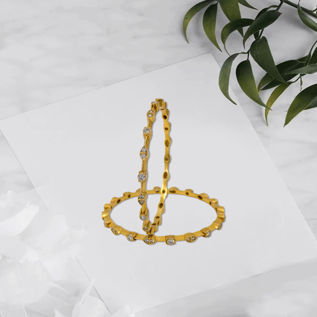 Radiant Royale White Stone Bangles