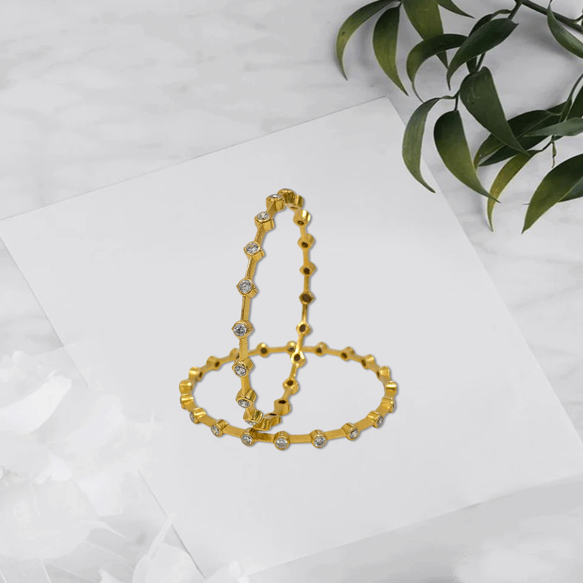 Radiant Royale White Stone Bangles