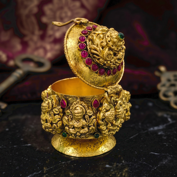 92.5 Silver Designer Kumkum Box-Gold Plated