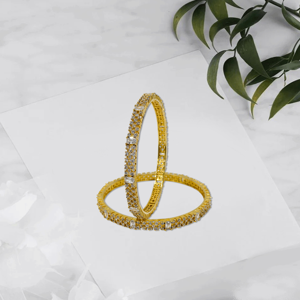 Radiant Royale White Stone Bangles