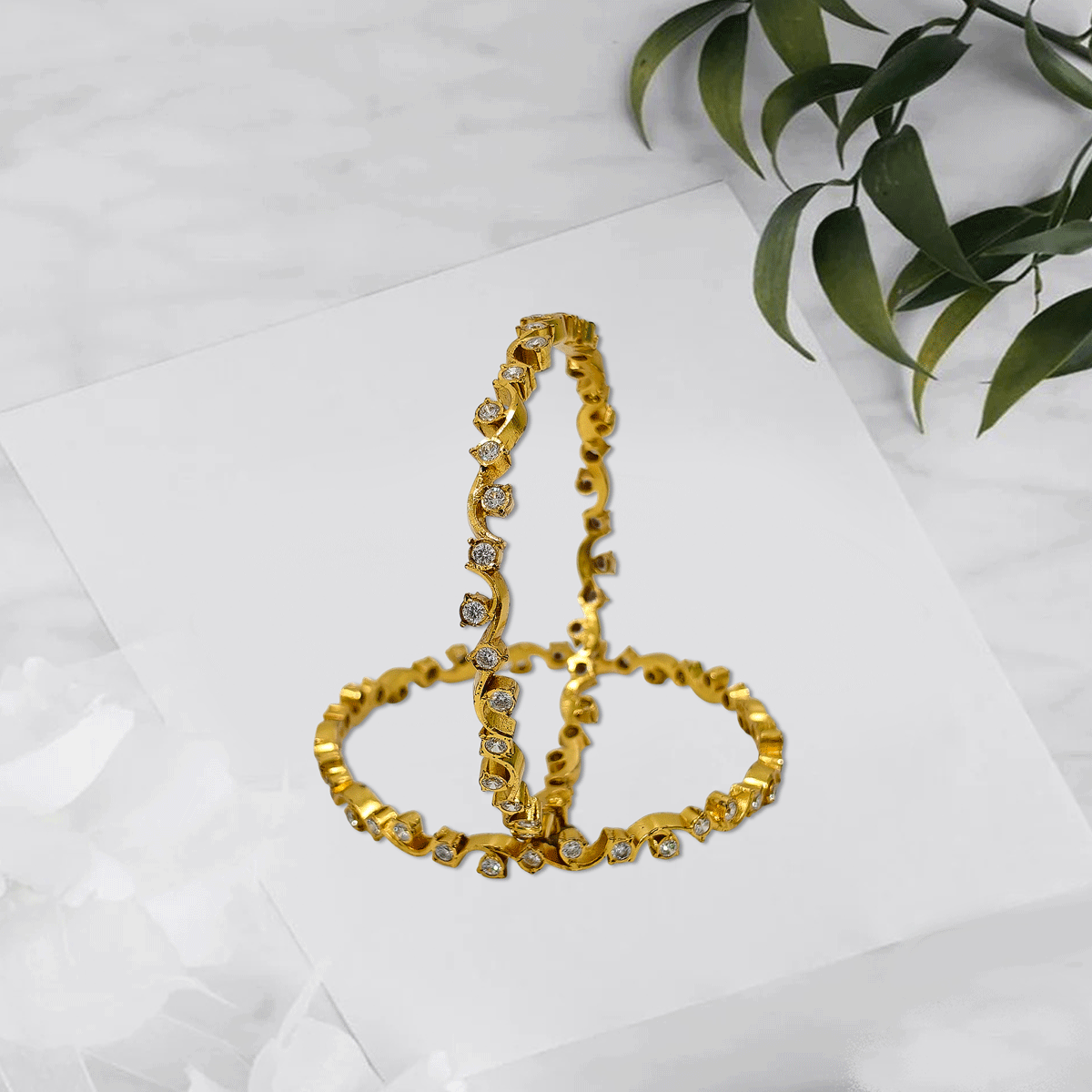 Radiant Royale White Stone Bangles