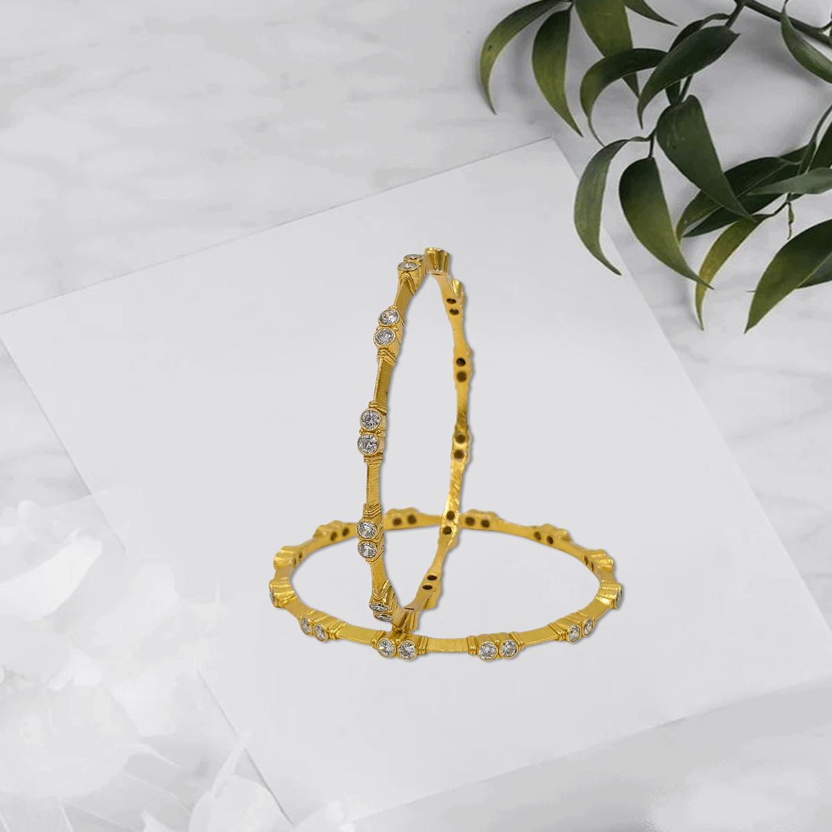 Radiant Royale White Stone Bangles
