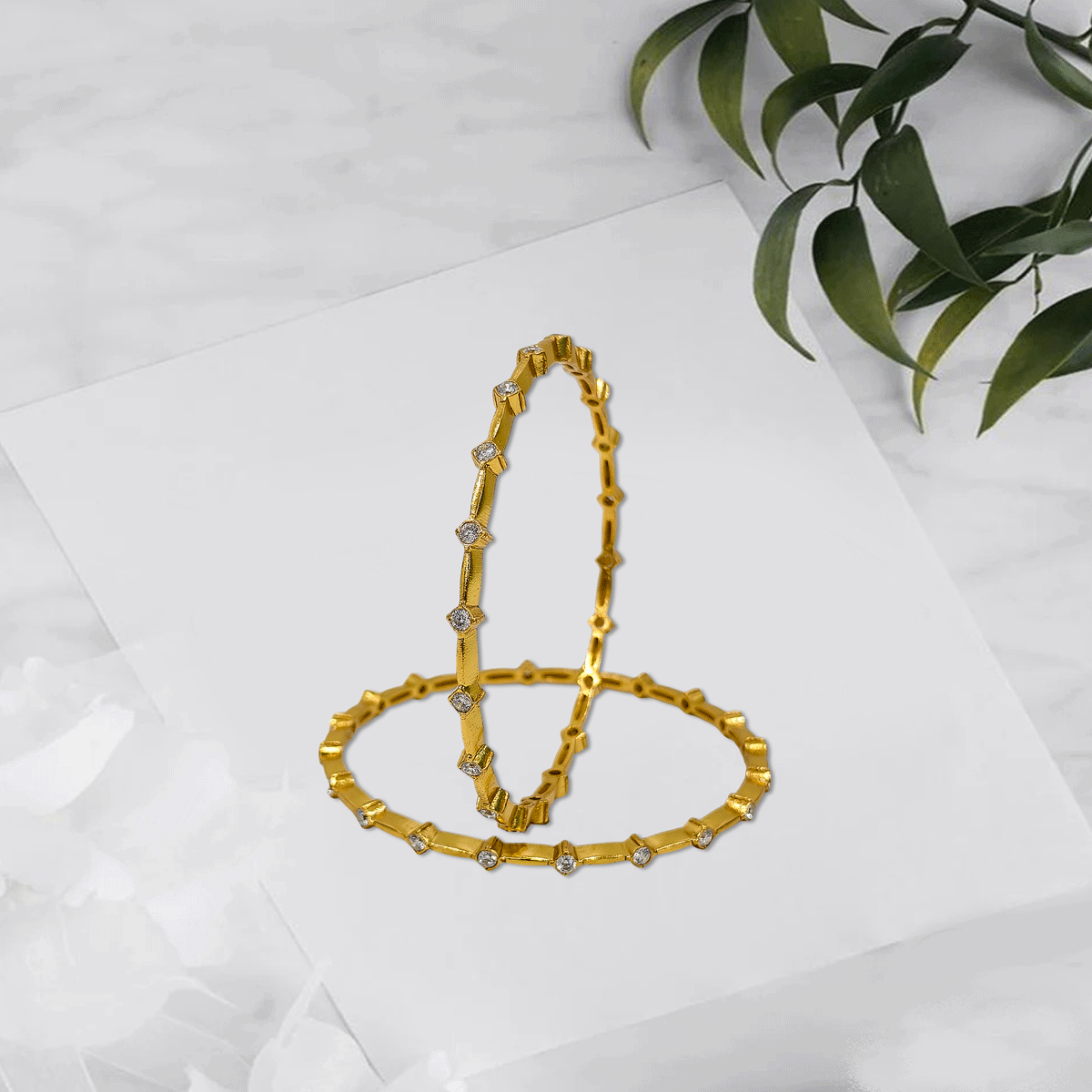 Radiant Royale White Stone Bangles