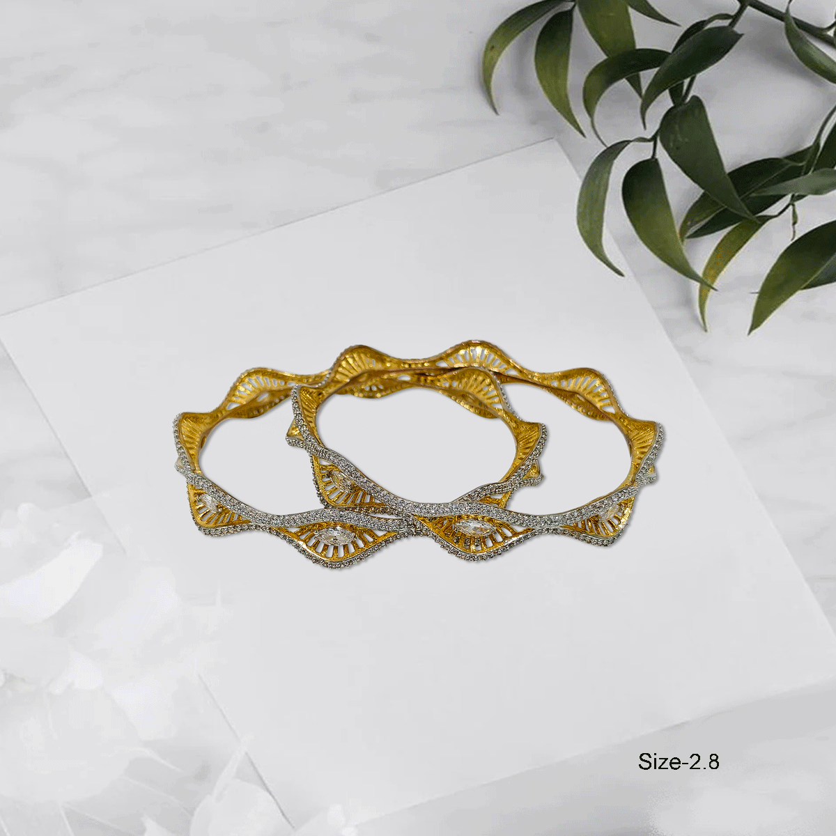 Radiant Royale White Stone Bangles