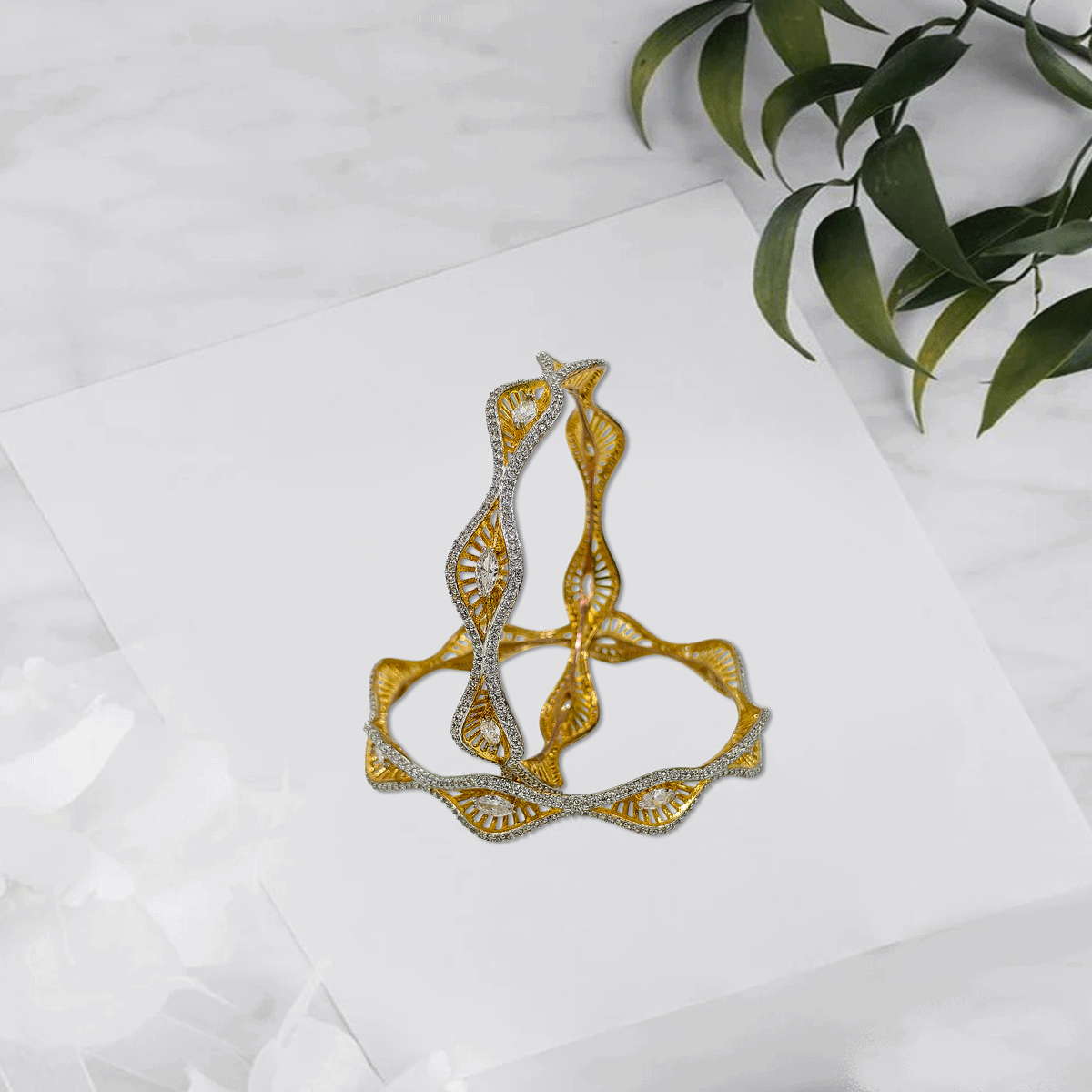 Radiant Royale White Stone Bangles
