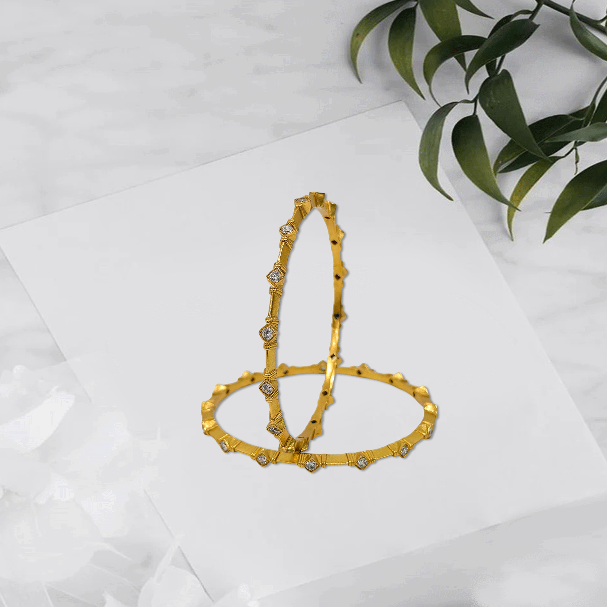 Radiant Royale White Stone Bangles