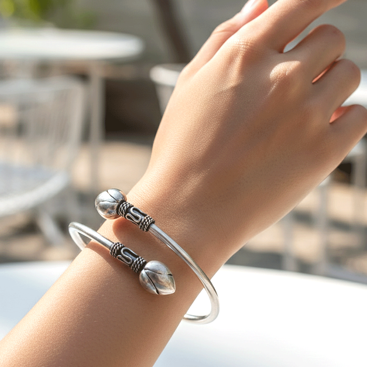 Signature Oxidised Silver Kada