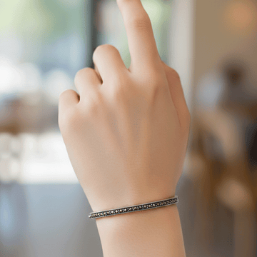 Signature Oxidised Silver Kada