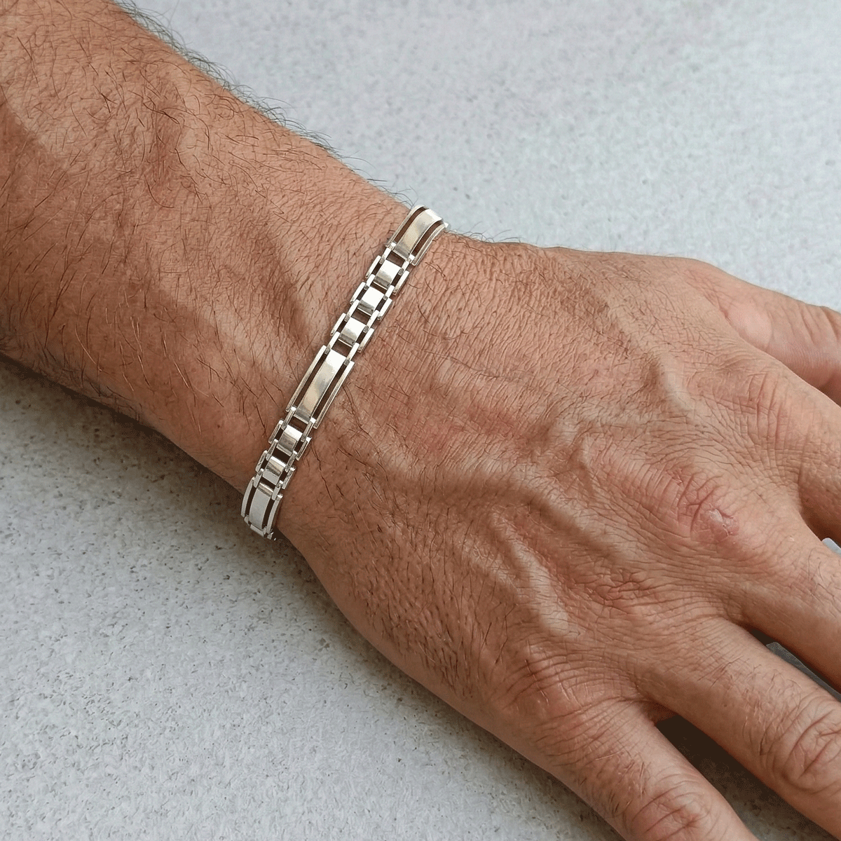 Rugged Link Silver Bracelet