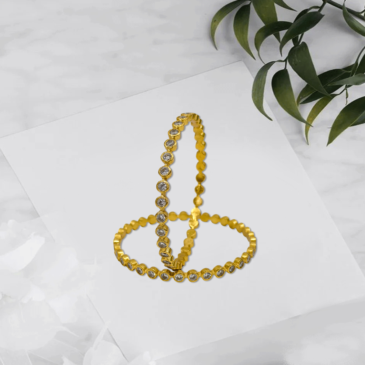 Radiant Royale White Stone Bangles