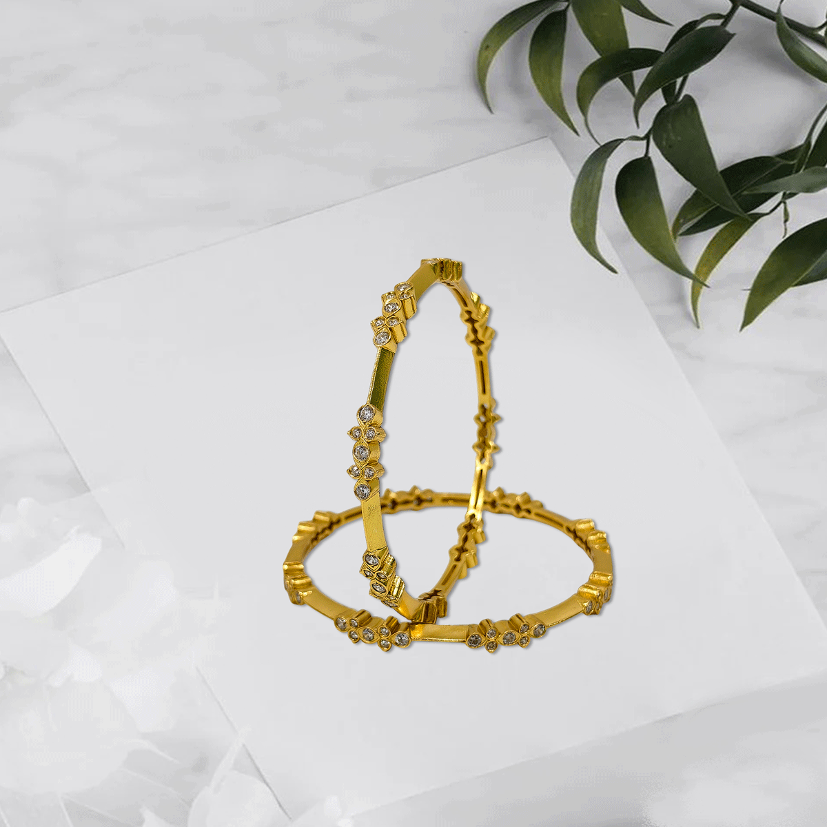 Radiant Royale White Stone Bangles