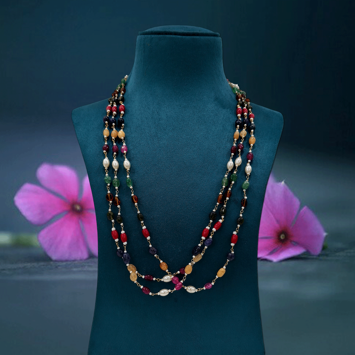 Golden Layers Multi Colour Beaded Chain