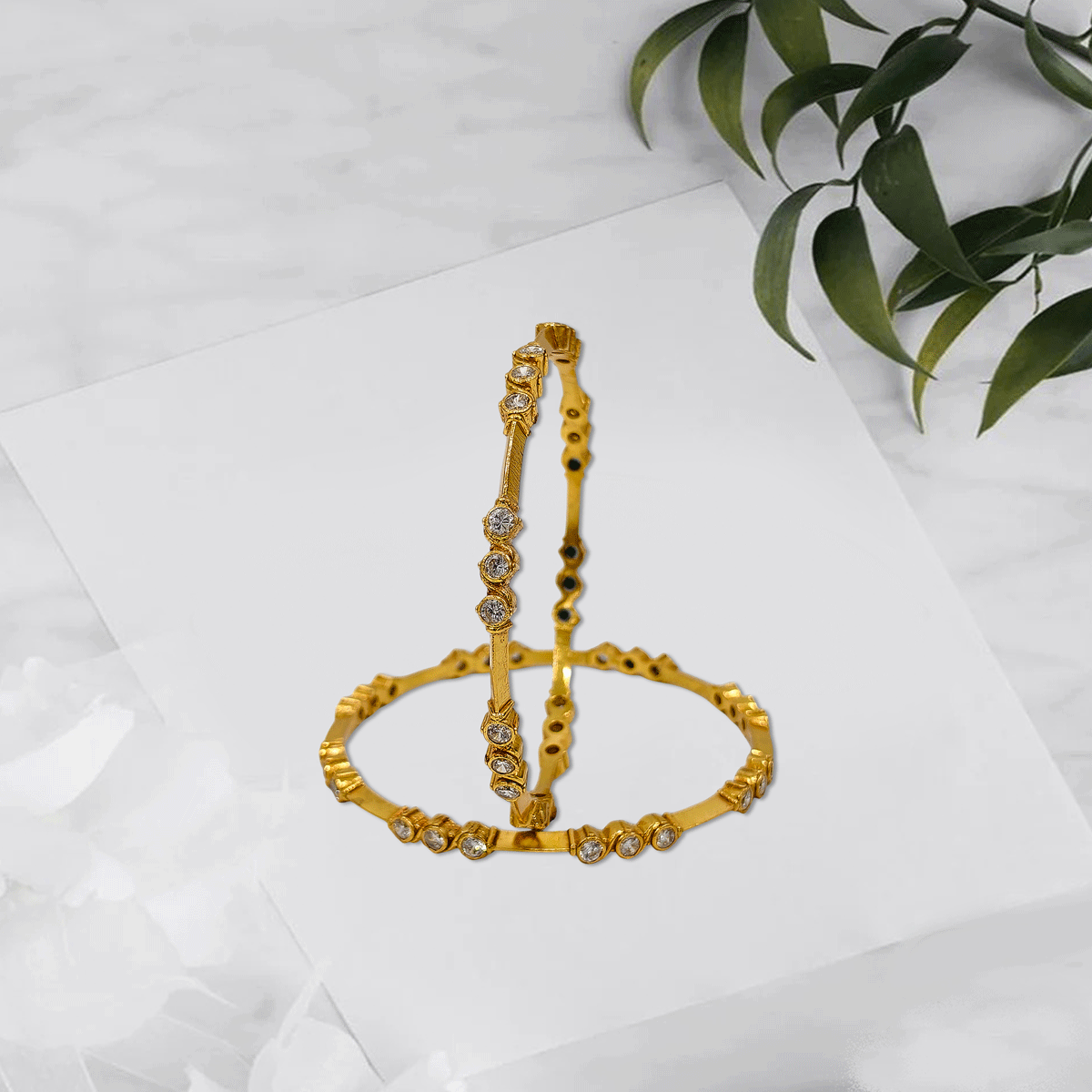 Radiant Royale White Stone Bangles