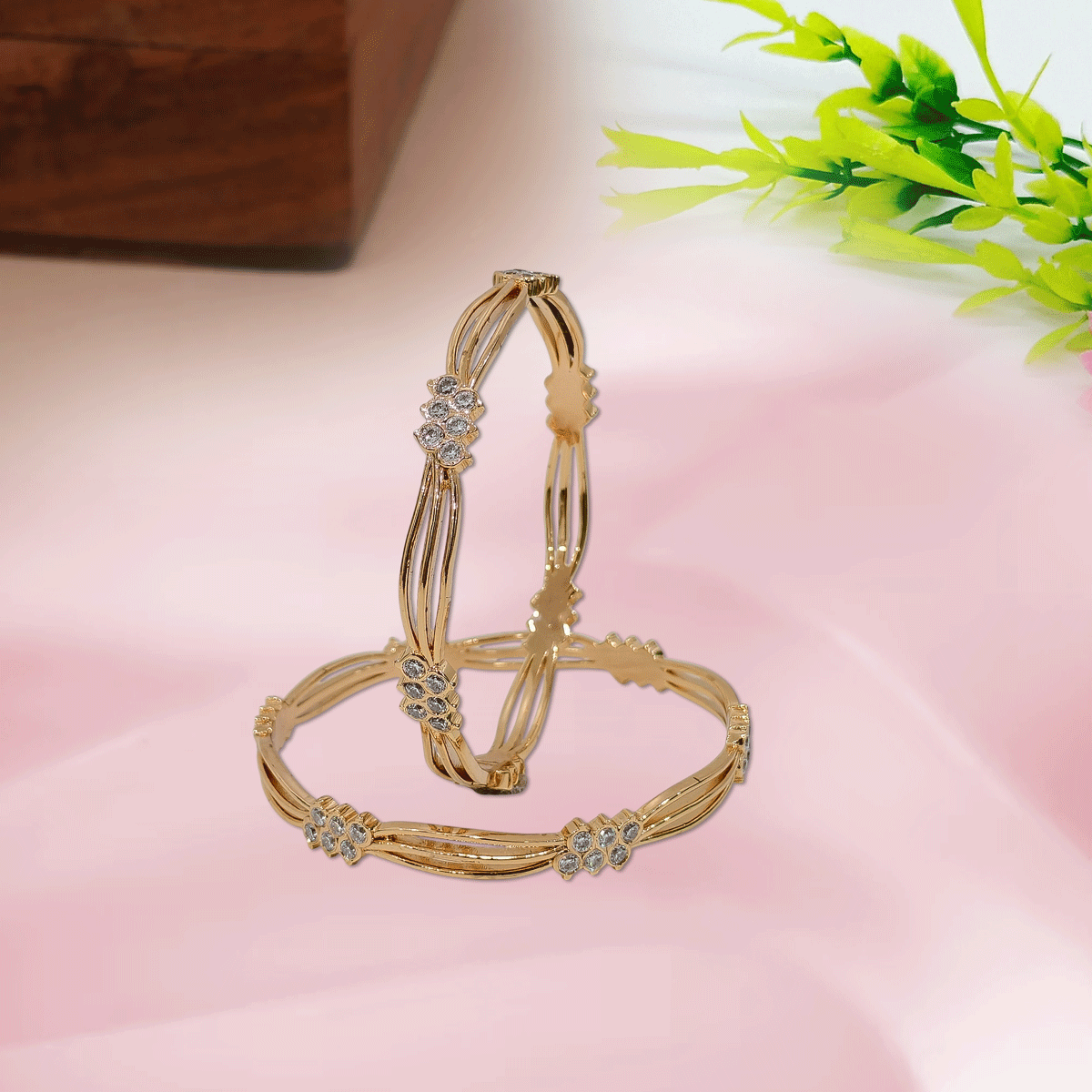 Radiant Royale White Stone Bangles