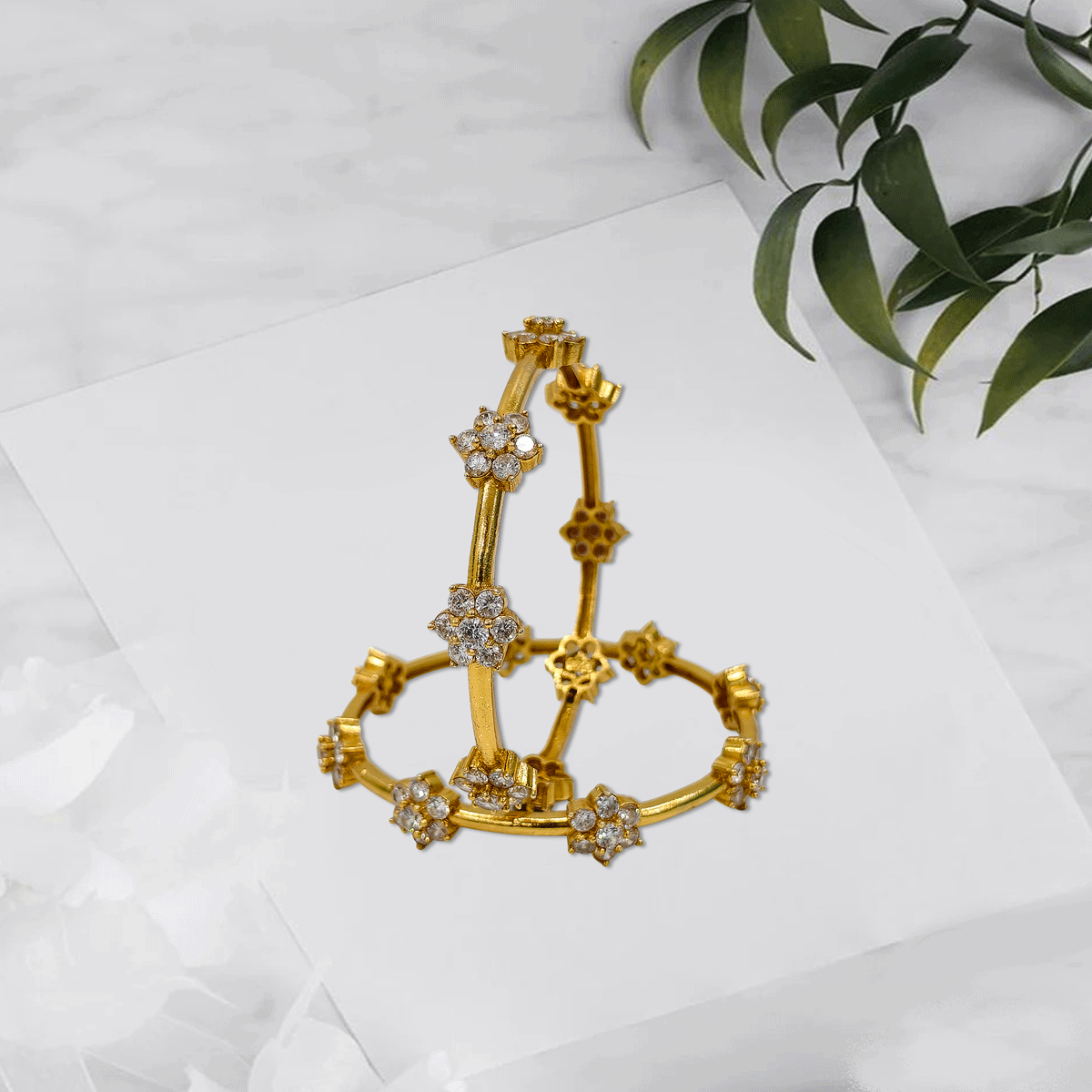 Radiant Royale White Stone Bangles