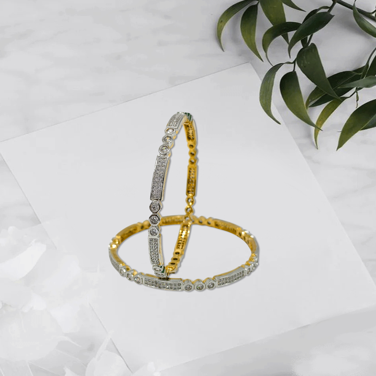 Radiant Royale White Stone Bangles