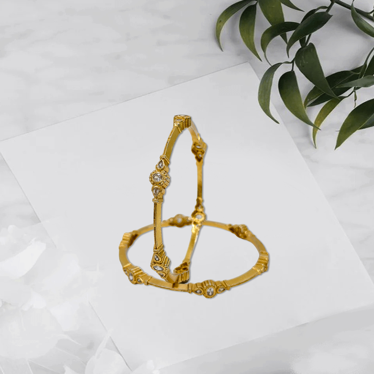 Radiant Royale White Stone Bangles