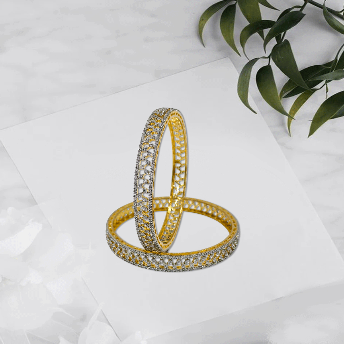 Radiant Royale White Stone Bangles
