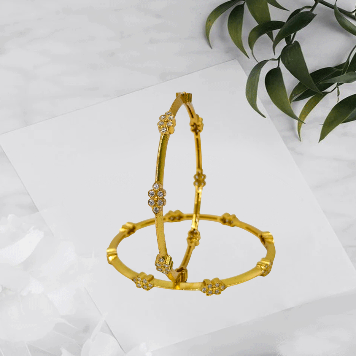 Radiant Royale White Stone Bangles