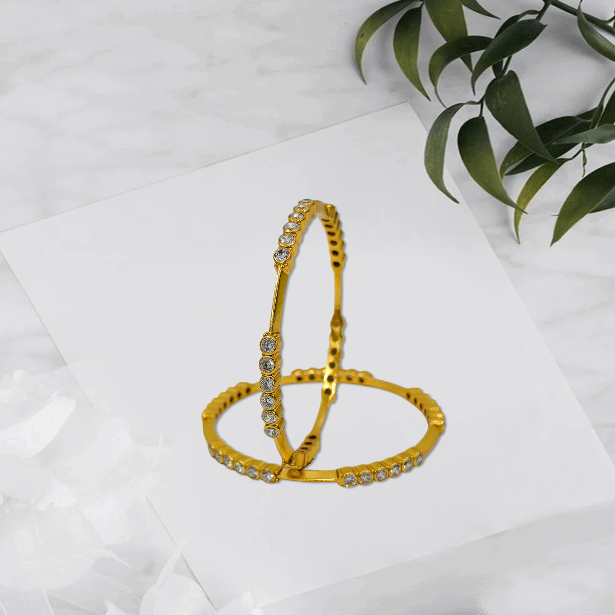 Radiant Royale White Stone Bangles