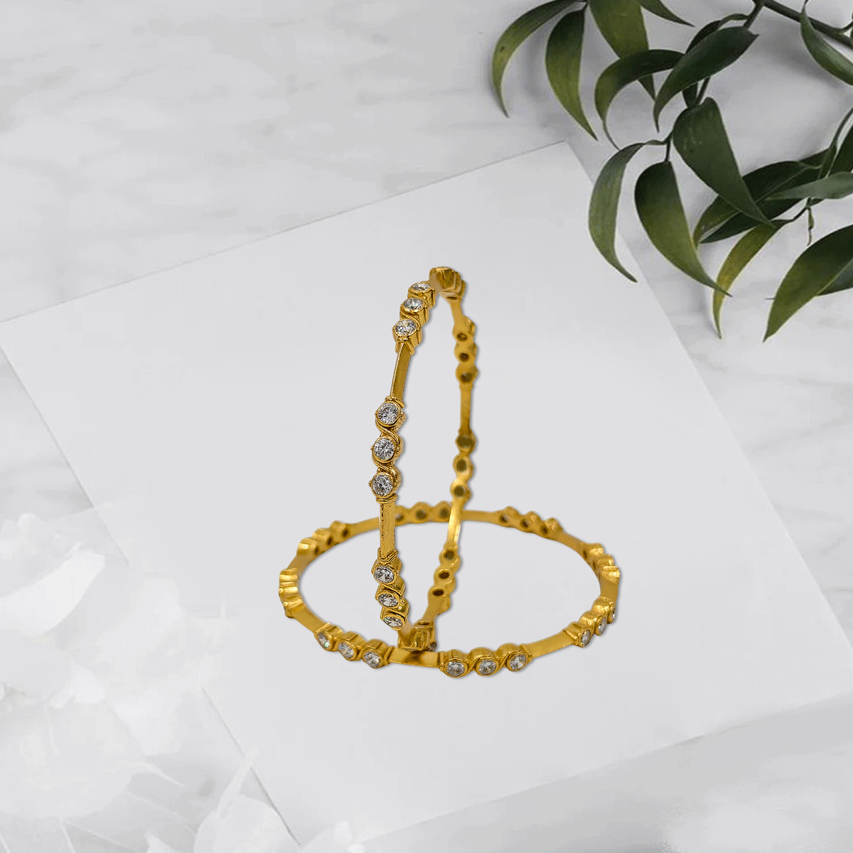 Radiant Royale White Stone Bangles