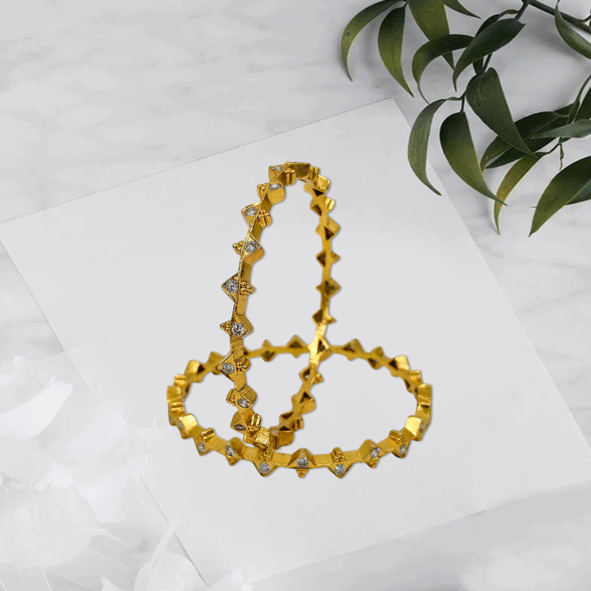 Radiant Royale White Stone Bangles