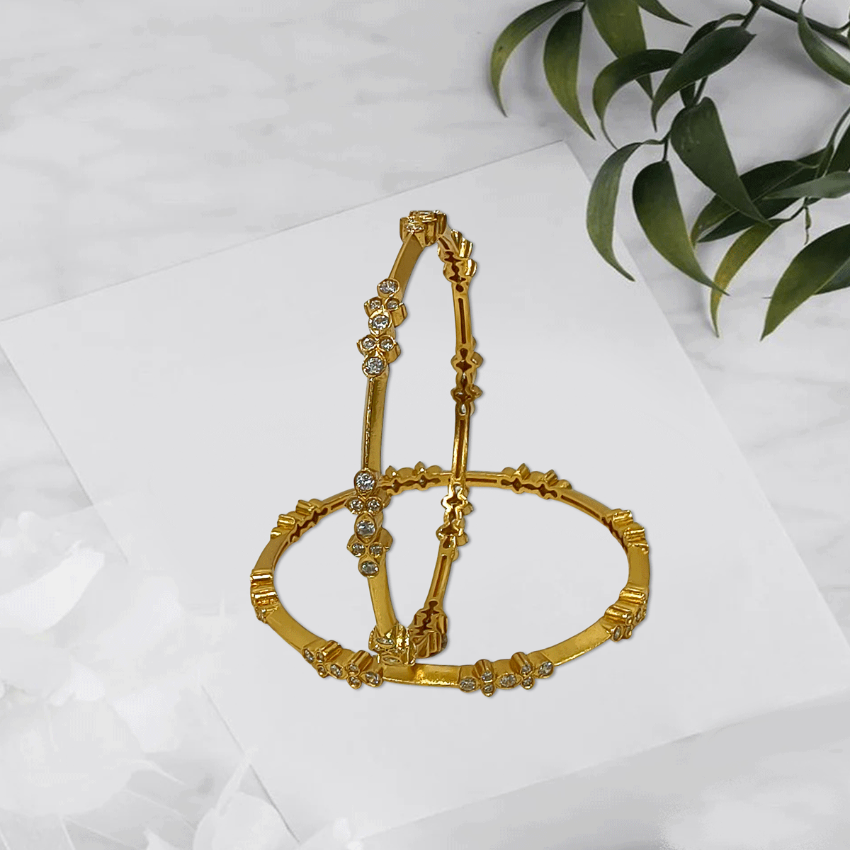 Radiant Royale White Stone Bangles