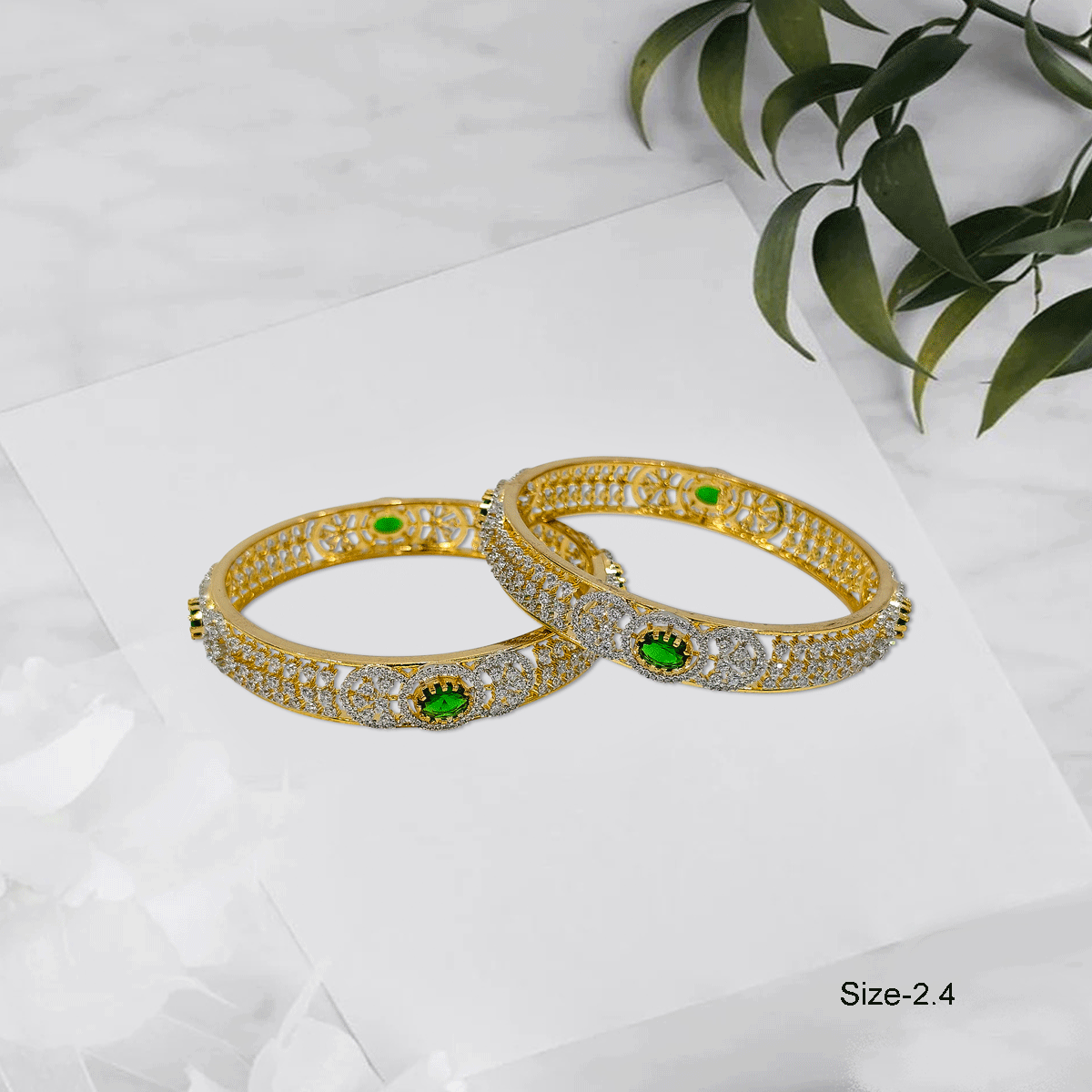 Radiant Royale White Stone Bangles