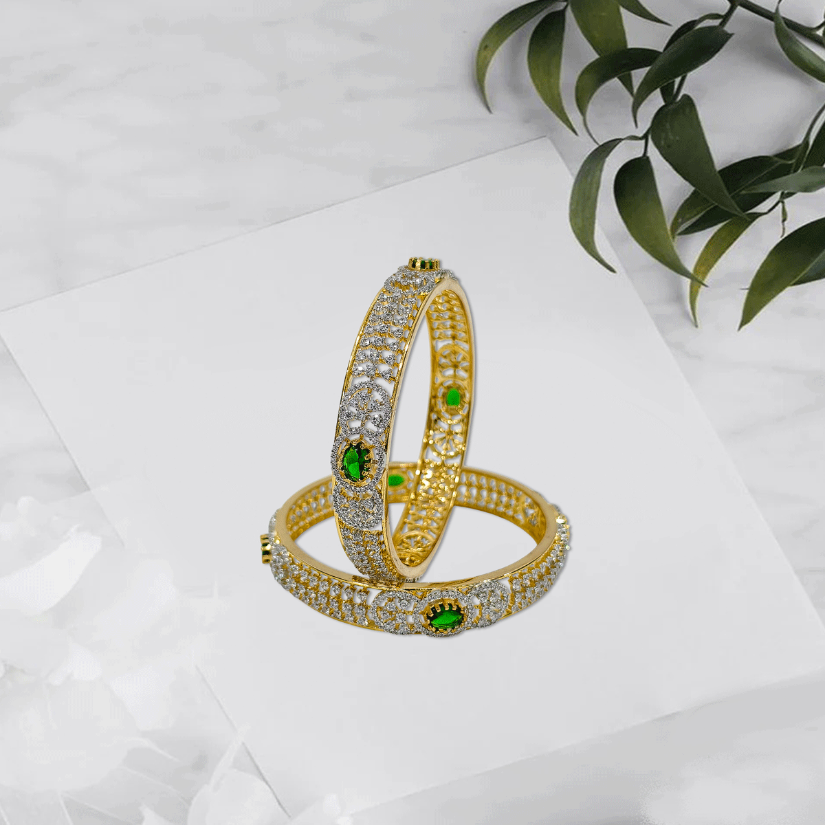 Radiant Royale White Stone Bangles