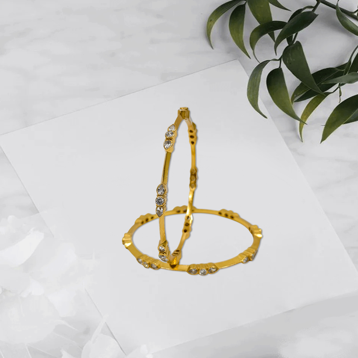 Radiant Royale White Stone Bangles