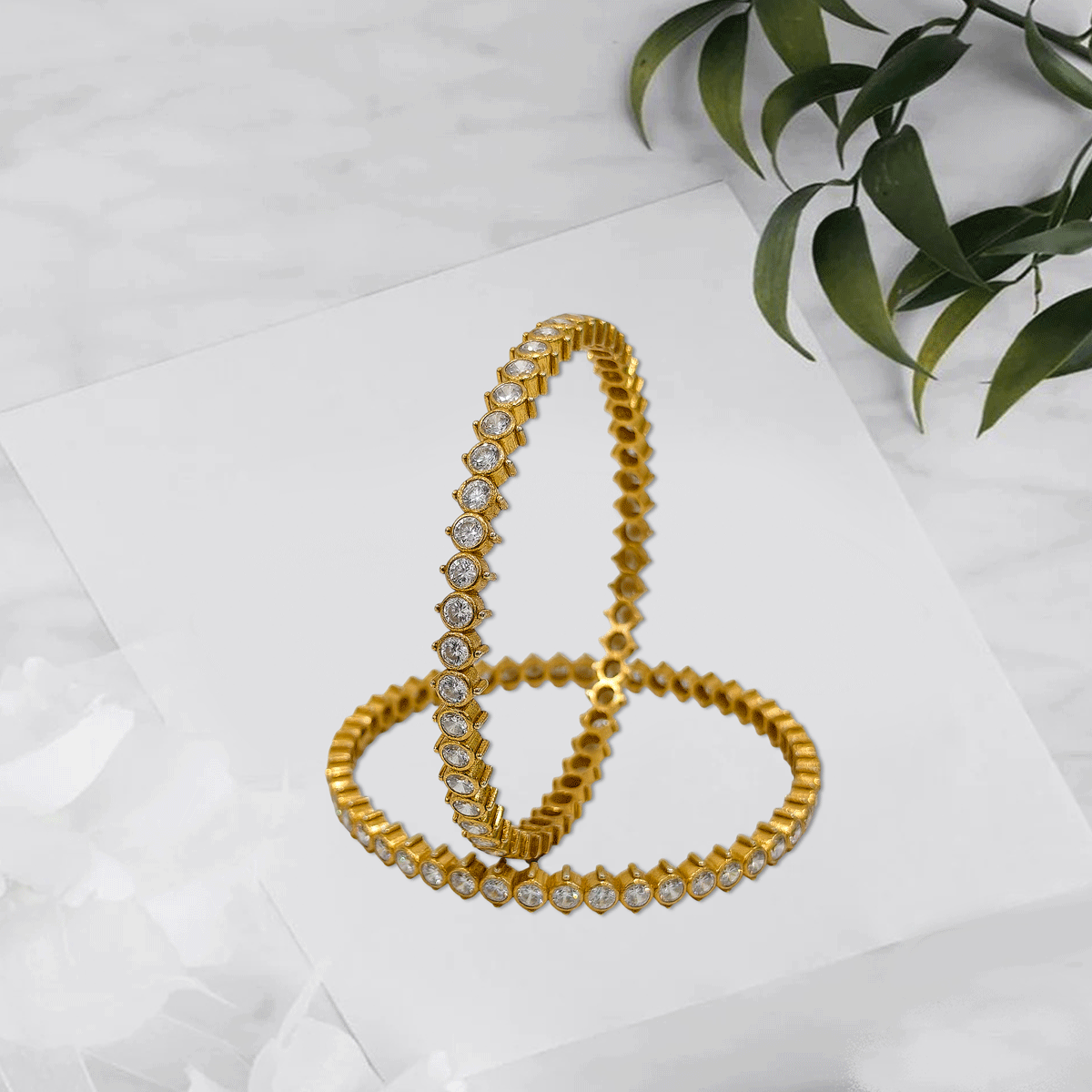 Radiant Royale White Stone Bangles